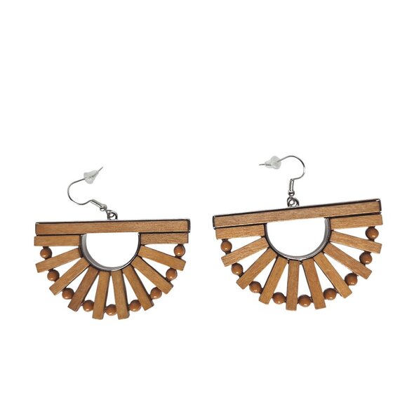 Boho Wooden Dangle Earrings Bead Summer Beach Jewelry - Picture 1 of 3